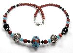Jasper - handmade lampwork bead with red jasper beads