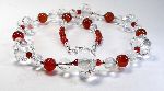 Julia - clear glass melons with rock crystal and carnelian beads
