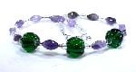 Thetis- emerald green melon beads with amethyst oval beads