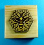 Small pine box with bee and honeycomb motif