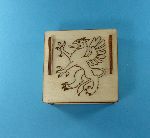 Laser-engraved and laser-cut curved hinged box with gryphon motif