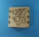 Laser-engraved and laser-cut box with small drawer, and dragon motif