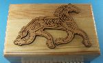 Pine box with a Norse horse