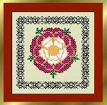 Tudor Tile with blackwork border - Tudor Rose