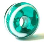 Roman teal glass bead with white trailed spiral from the East Riding of Yorkshire
