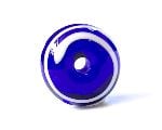 Cobalt blue glass bead with white trailed glass, from Haliburton Mains