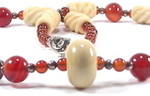 'Portia' - 'ivory' glass beads accented with Bali and carnelian.
