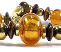 'Lyonesse' - hollow lampwork beads with tigers eye discs - One of a Kind Necklace