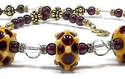 'Aelflaed' - necklace with lampwork beads, garnet and rock crystal - One of a kind