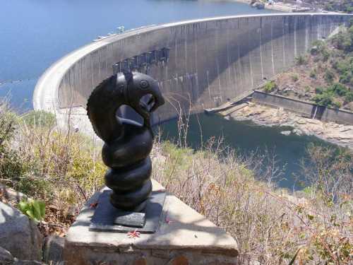 nyami nyami overlooking the dam wall