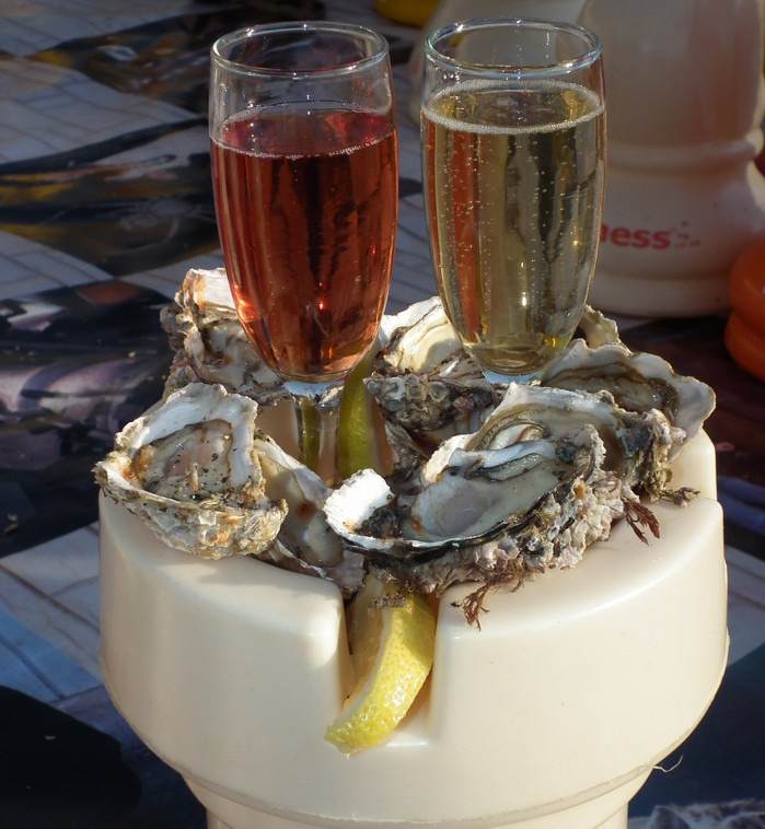 rook with oysters and champagne