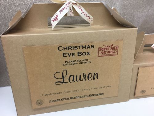 LARGE PERSONALISED CHRISTMAS EVE BOX KRAFT BOX 