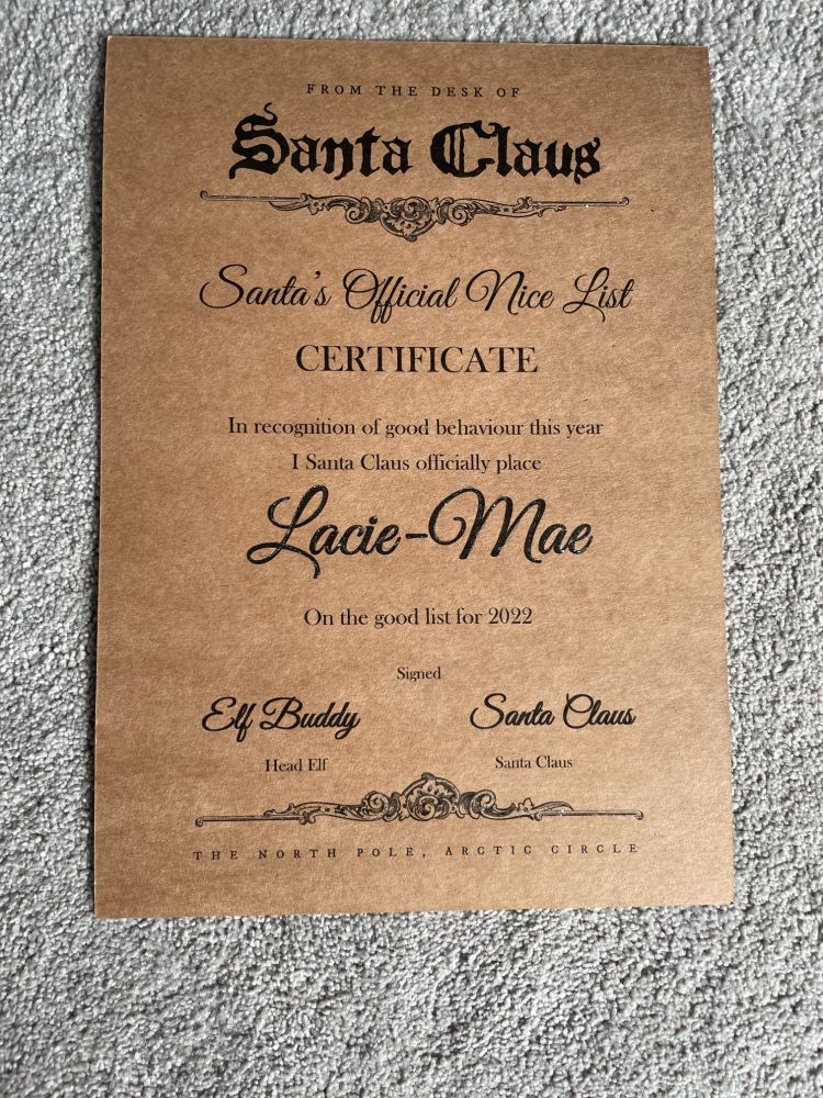 *SPECIAL OFFER* PERSONALISED VINTAGE SANTA 2021 FIRST CHRISTMAS CERTIFICATE
