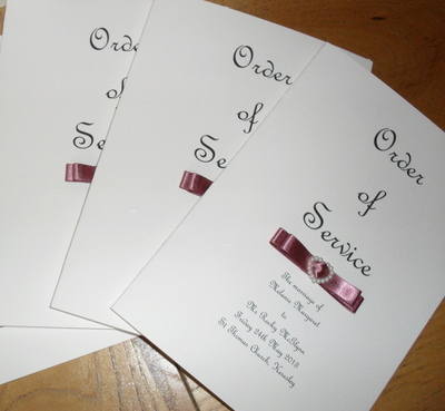 Pearl Heart Order of Service Cards
