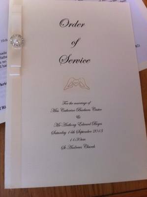 Luxury Pearl & Rhinestone Cluster Order of Service Cards
