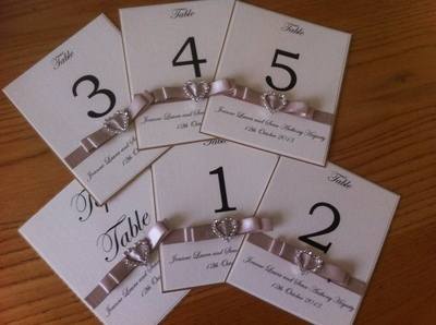 Diamante Heart Table Numbers/Names