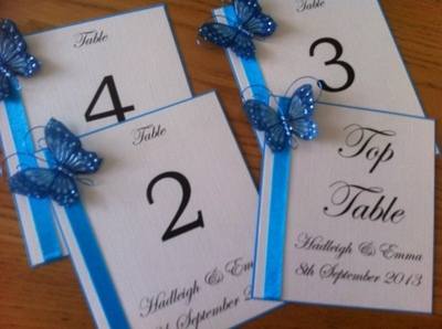3d Butterfly Table Numbers/Names