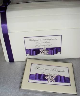 Winter Snowflake Wedding Chest and Guest Book Gift Set
