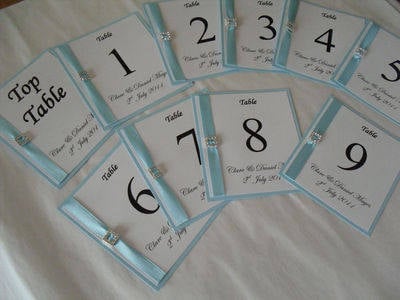 Diamante Square Buckle Table Numbers/Names