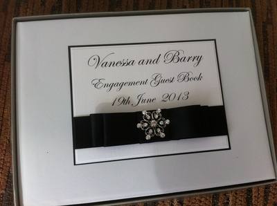 Vintage Diamante Flower Wedding Guest Book