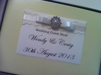 Lace & Diamante Pearl Cluster Wedding Guest Book