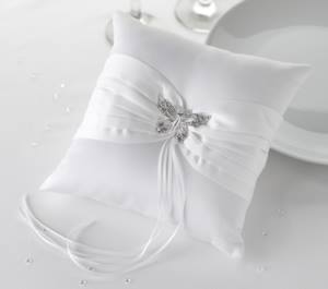 White Elegant Butterfly Ring Pillow 
