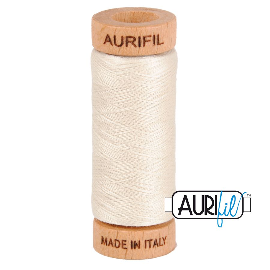 Aurifil Cotton 80wt, 2309 Silver White