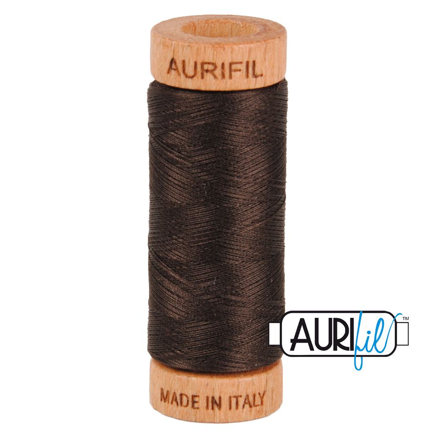 Aurifil Cotton 80wt, 1130 Very Dark Bark