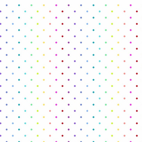 Makower - Rainbow Sprinkles - Swiss Dot  - White - 2/9428L