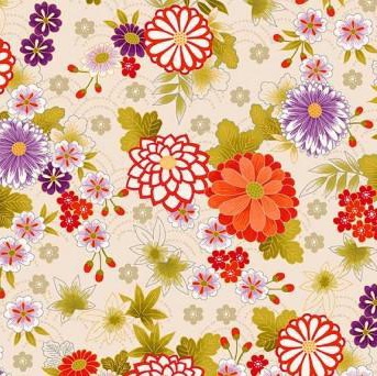 Makower - Kimono - Chrysanthemum - No. 2042/Q (Cream)