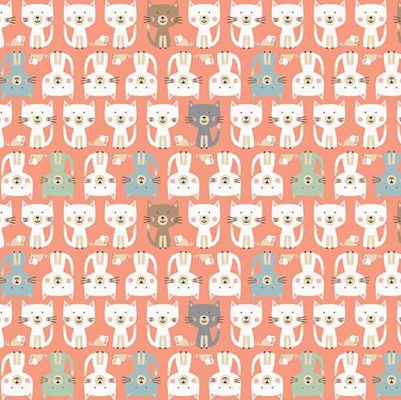 Makower - Cool Cats - Cats Parade - 2185/P (Pink)