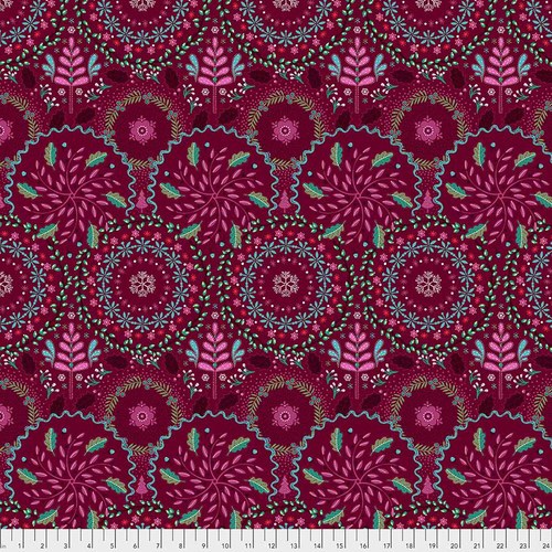 Free Spirit Fabrics - Frost Flowers - Burgundy - PWOB027.BURGUNDY