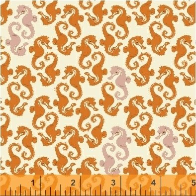 SALE! Windham Fabrics - Mendocino - Seahorses - 40941-15 (Orange)