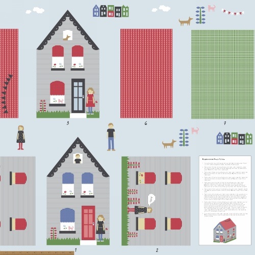 SALE! Windham Fabrics - Neighbourhood - House Pillow Panel