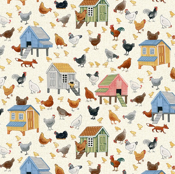 Makower - Village Life - No. 2294/1 Chickens (Cream)