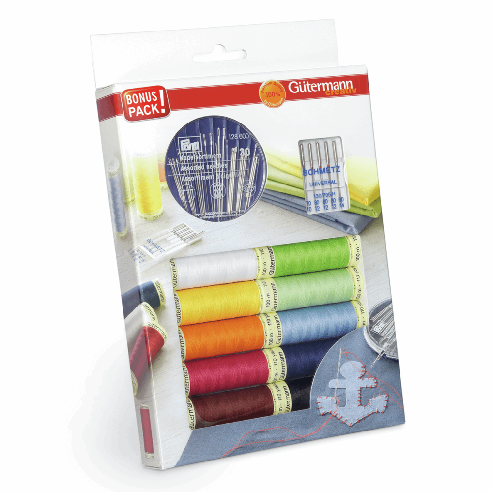 Gutermann Thread Set - Sew-All 100m x 10 + Sewing Needles
