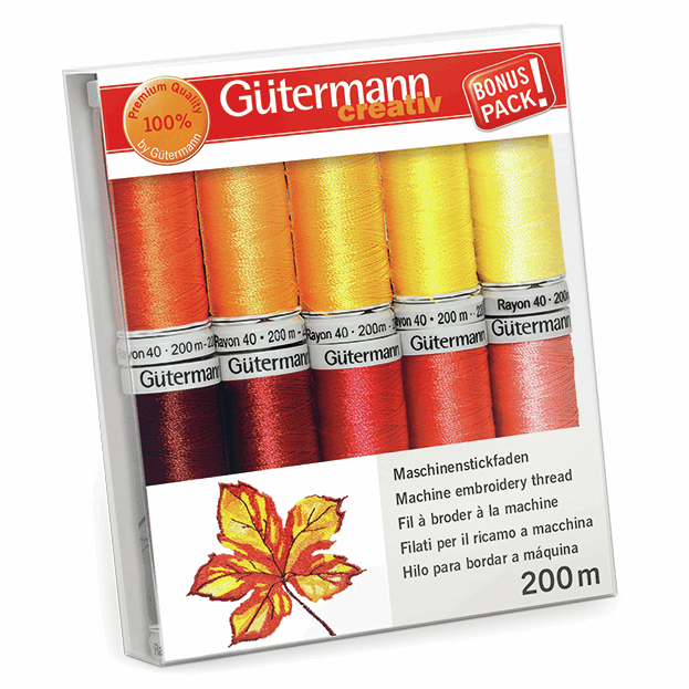 Gutermann Thread Set - Rayon 40 200m x 10 (Reds & Yellows)