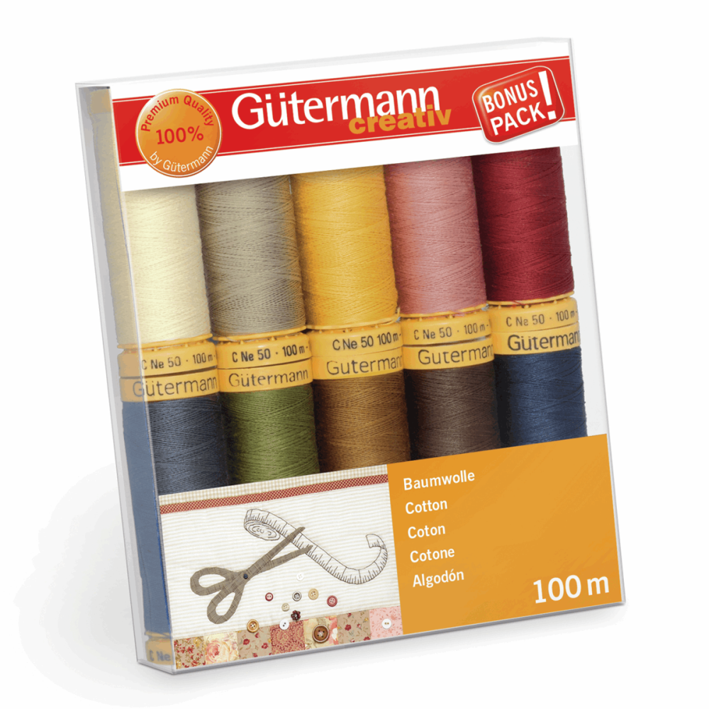 Gutermann Thread Set - Natural Cotton 100m x 10 (No. 3)