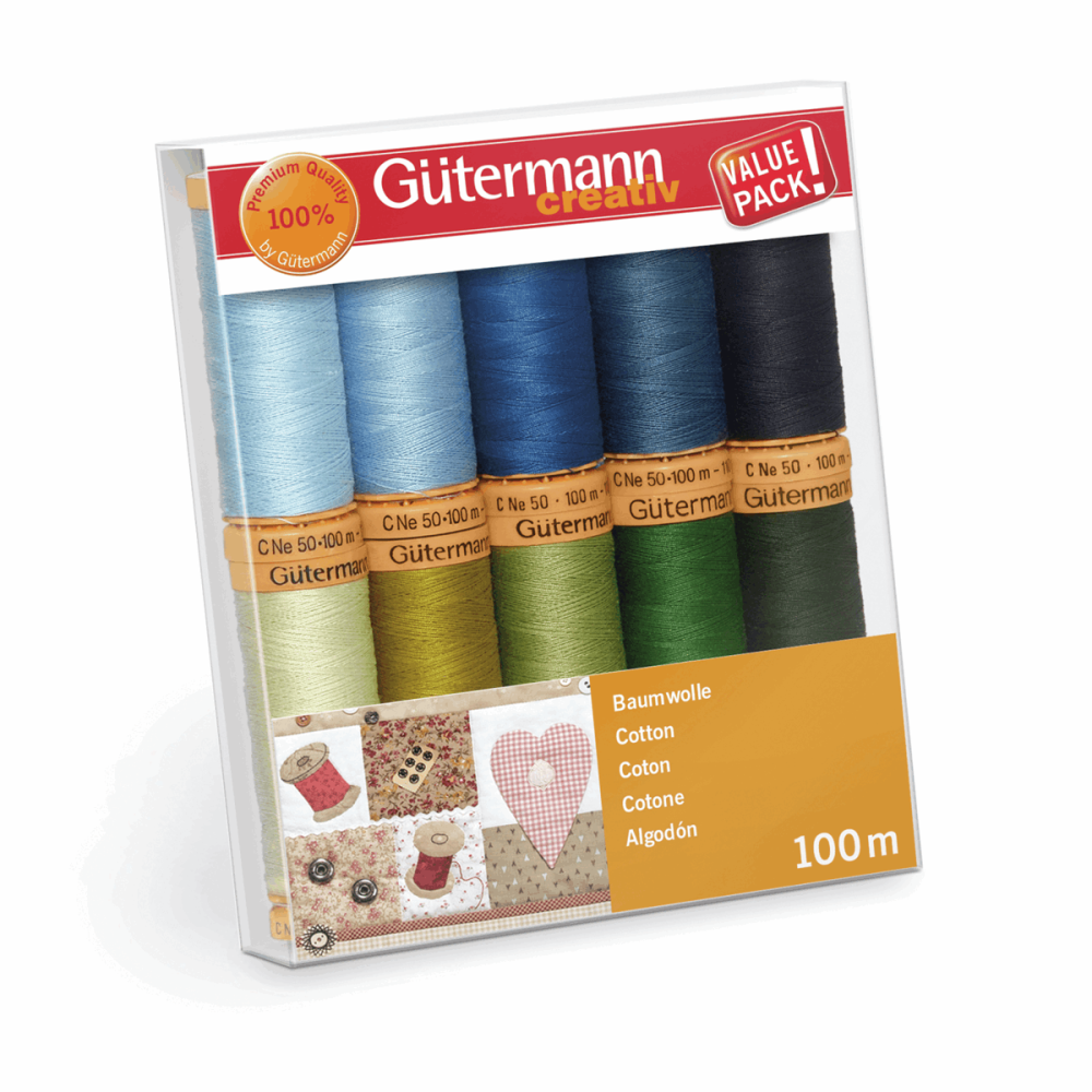Gutermann Thread Set - Natural Cotton 100m x 10 (No. 5)
