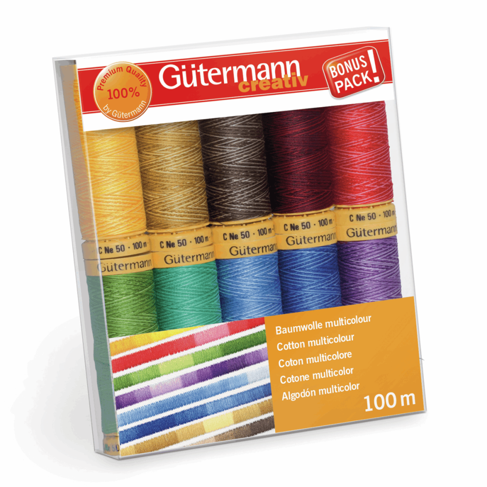 Gutermann Thread Set - Natural Cotton 100m x 10 (Multicolour)