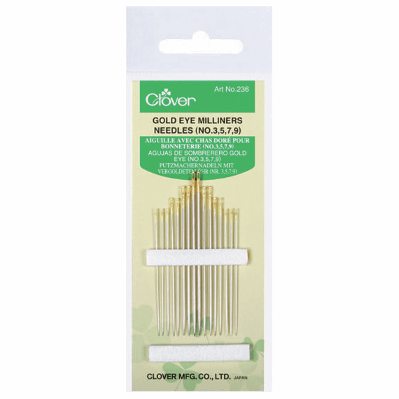 Milliners Needles - Gold Eye - Sizes 3, 5, 7 & 9 - Clover (CL236)