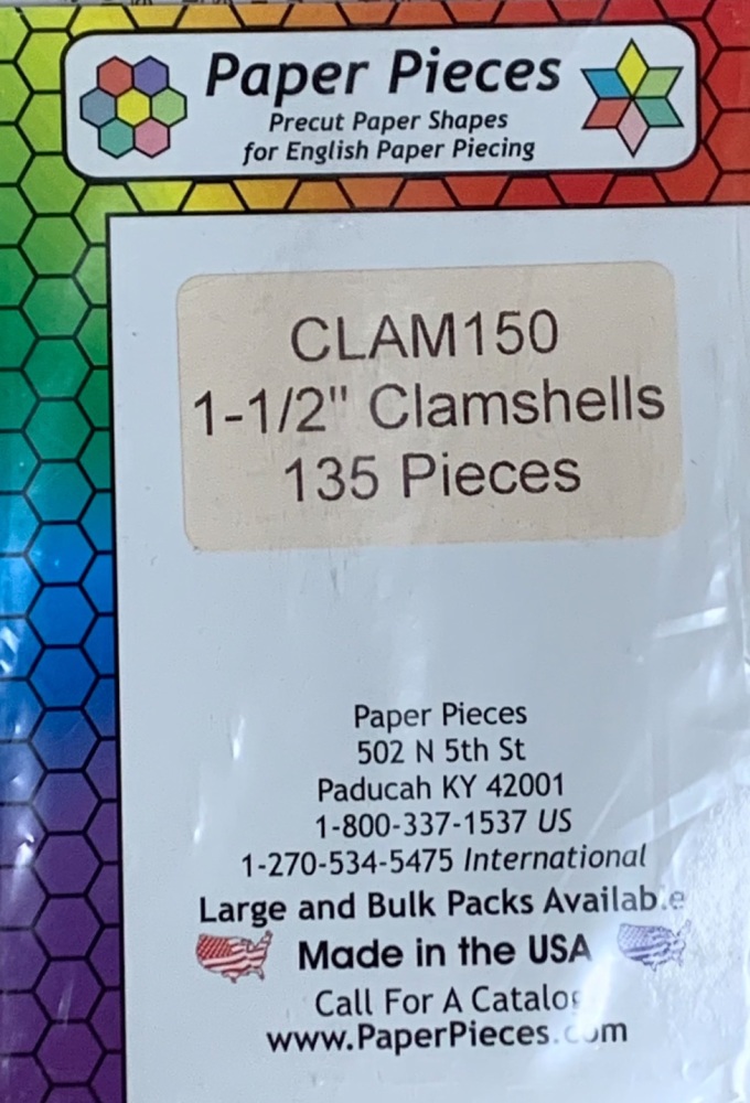 1 ½" Clamshell Paper Pieces - 135 pieces (CLAM150)