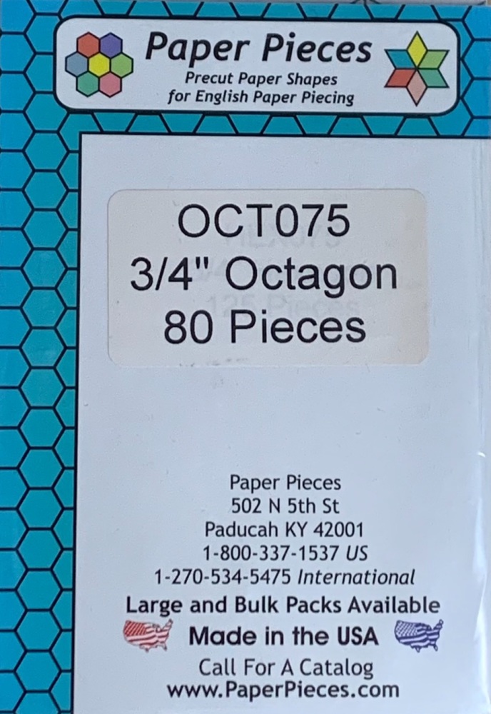 ¾" Octagon Paper Pieces - 80 pieces (OCT075)