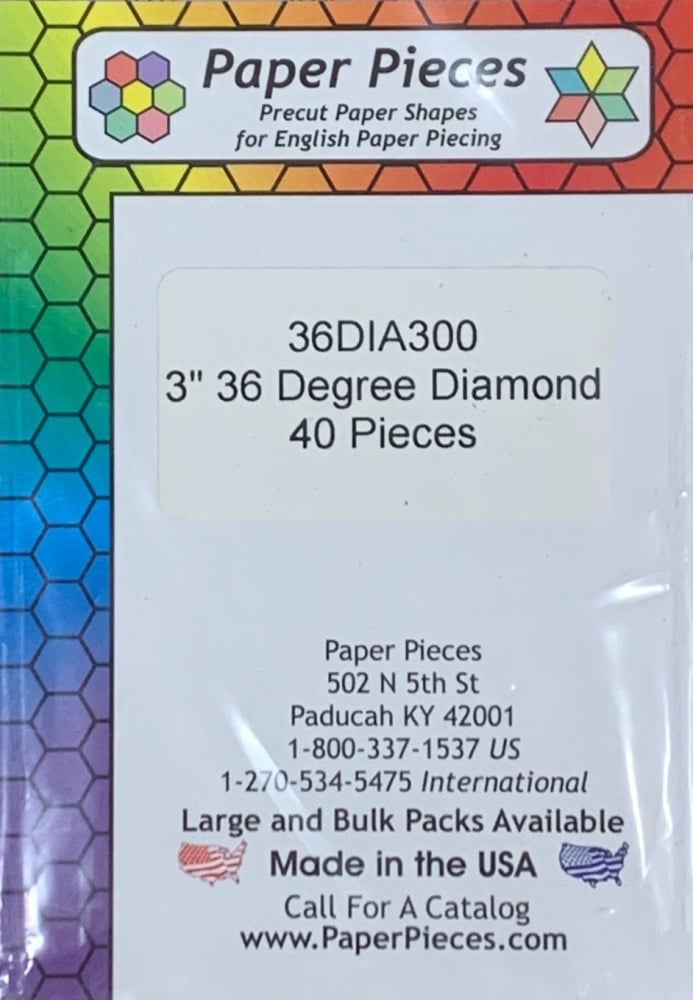 3" 36 Degree Diamond Paper Pieces - 40 pieces (36DIA300)