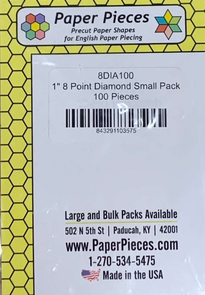 1" 8 Point (45 Degree ) Diamond Paper Pieces - 100 pieces (8DIA100)