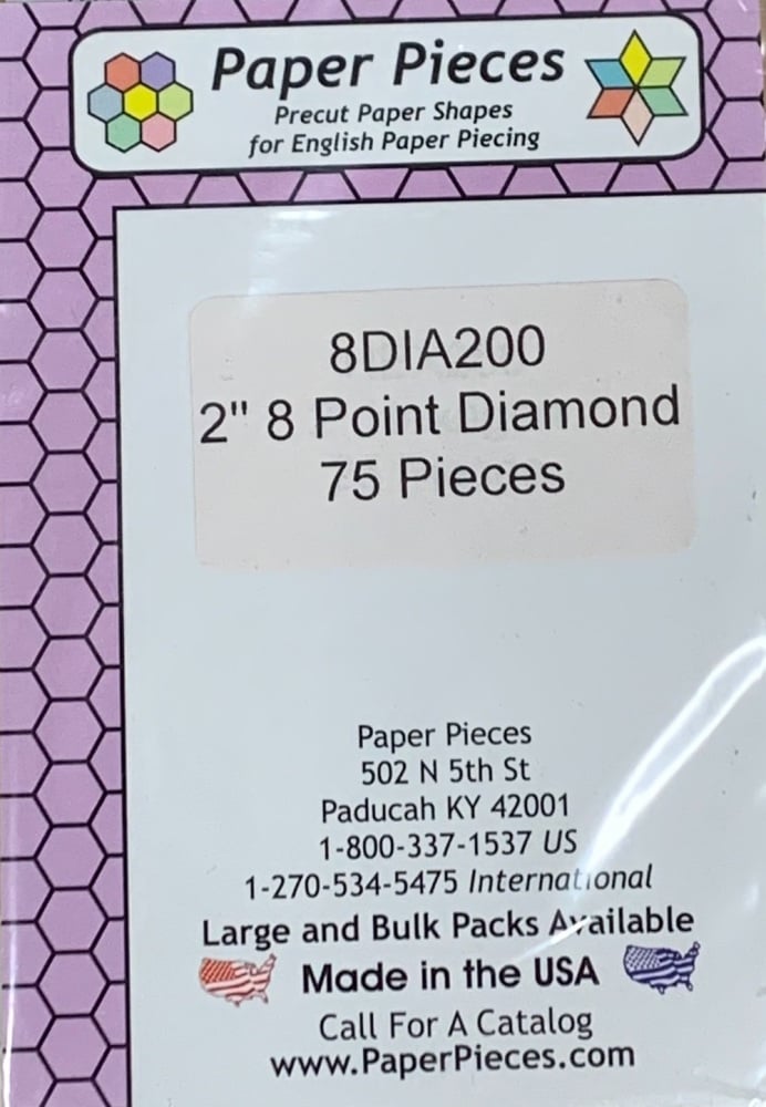 2" 8 Point (45 Degree) Diamond Paper Pieces - 75 pieces (8DIA200)