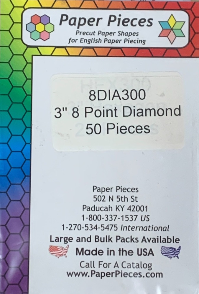 3" 8 Point (45 Degree) Diamond Paper Pieces - 50 pieces (8DIA300)
