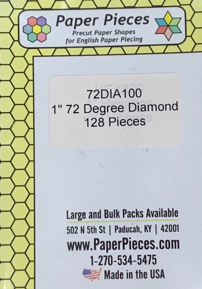 1" 72 Degree Diamond Paper Pieces - 128 pieces (72DIA100)