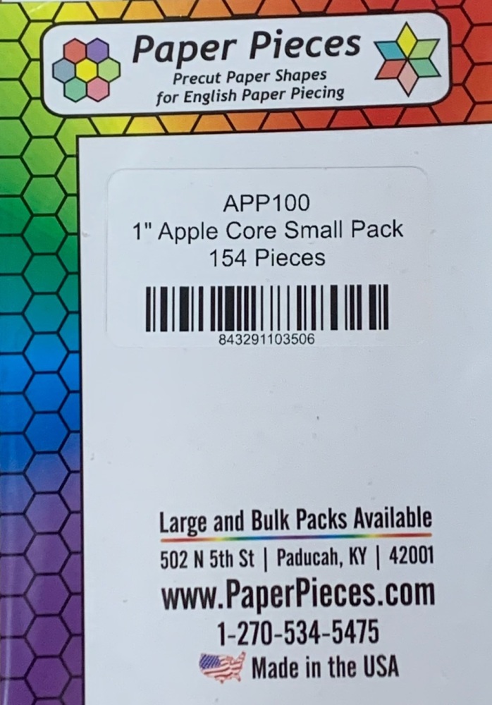 1" Apple Core Paper Pieces - 154 pieces (APP100)