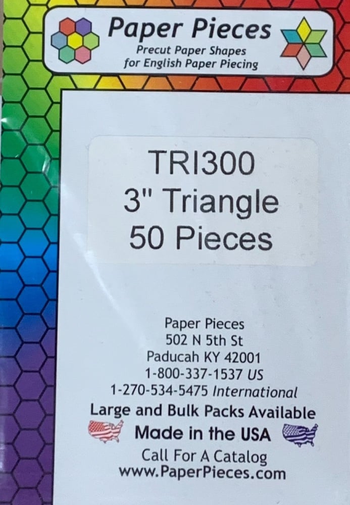 3" Equilateral Triangle Paper Pieces - 50 pieces (TRI300)